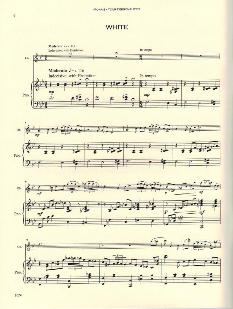 Morris: Four Personalities for Oboe and Piano Trevco