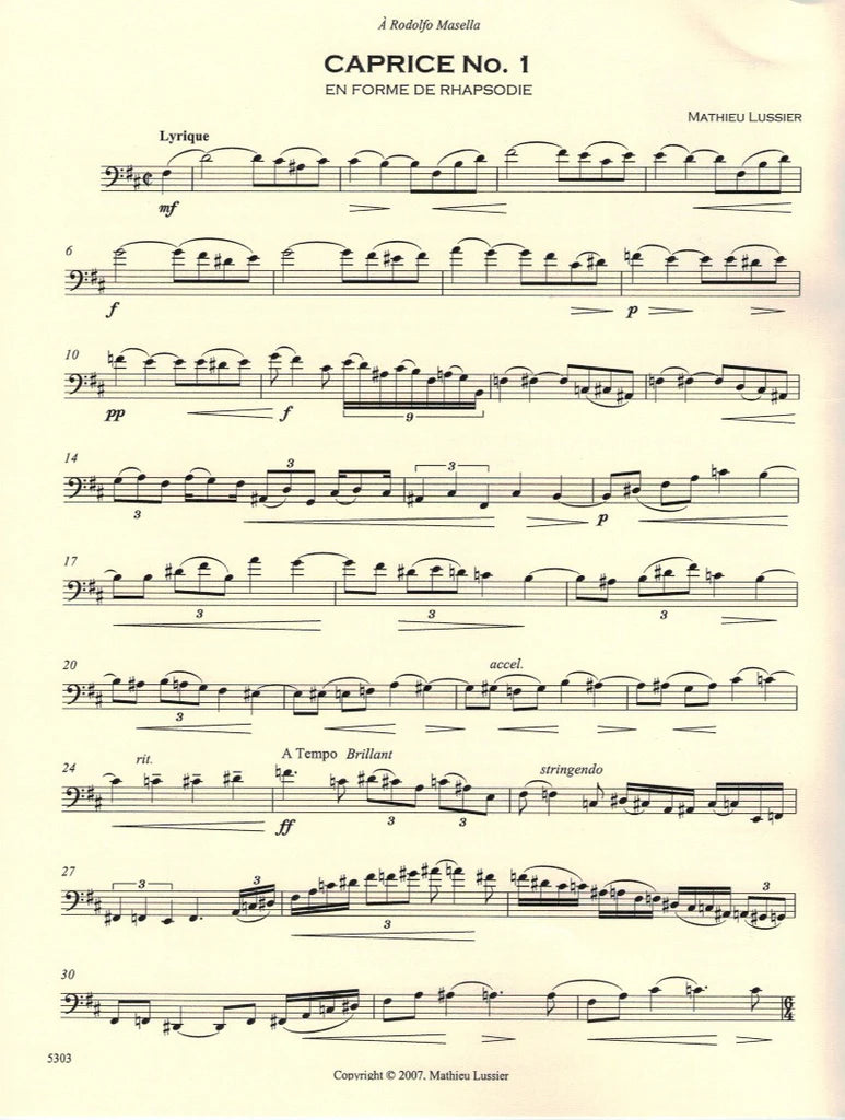 Lussier: Cinq Caprices for Unaccompanied Bassoon Trevco